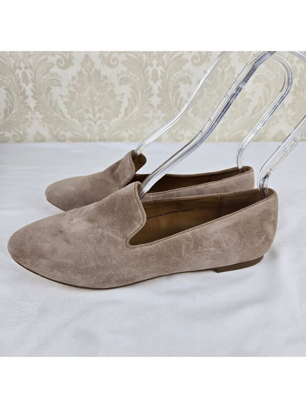 J Crew Outlet Size 9 Cream Taupe Suede Slip On Flats Amond Toe NWOT